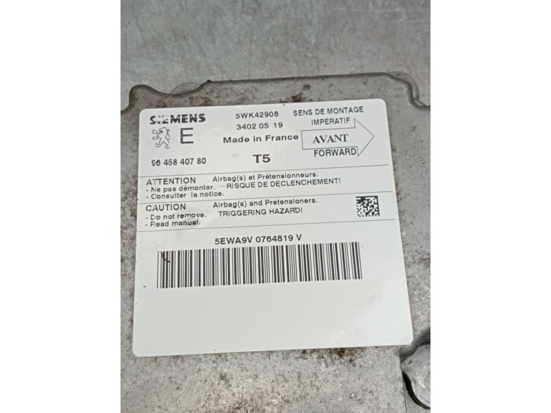 Recambio de centralita airbag para peugeot 307 (3a/c) 2.0 hdi 110 referencia OEM IAM 9645840780 5WK42908 34020519