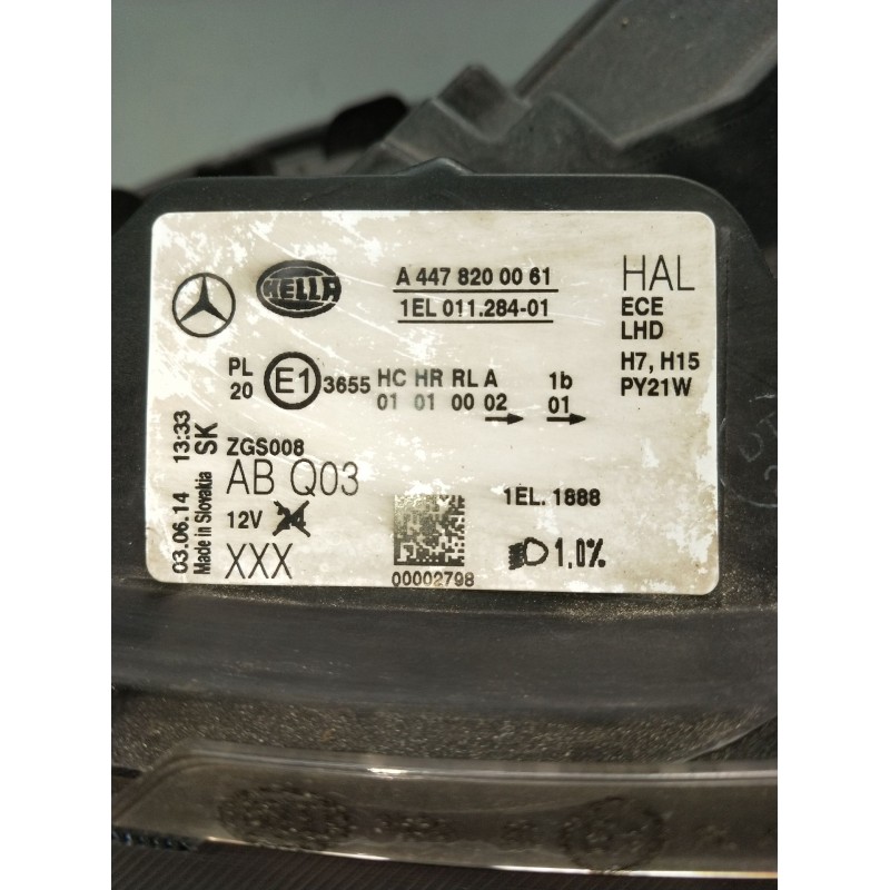 Recambio de faro izquierdo para mercedes-benz clase v (w447) v 200 cdi / d (447.811, 447.813, 447.815) referencia OEM IAM A44782