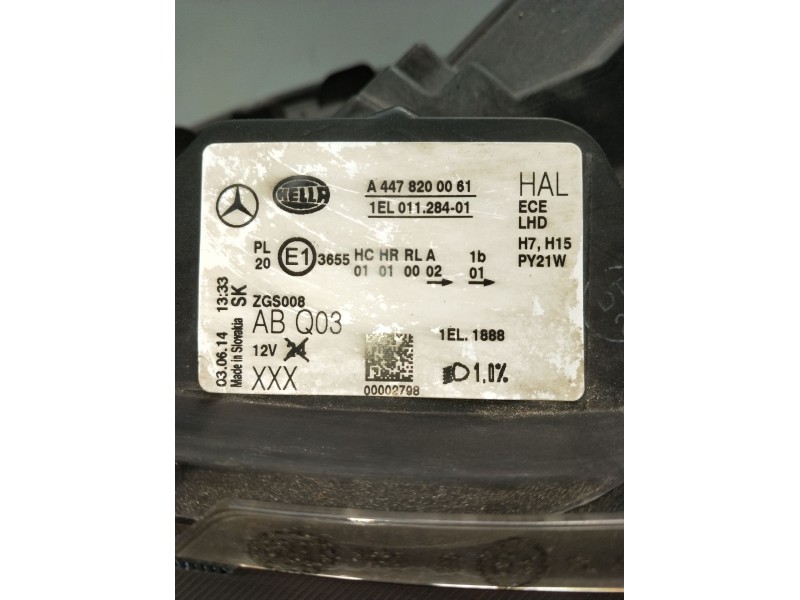 Recambio de faro izquierdo para mercedes-benz clase v (w447) v 200 cdi / d (447.811, 447.813, 447.815) referencia OEM IAM A44782