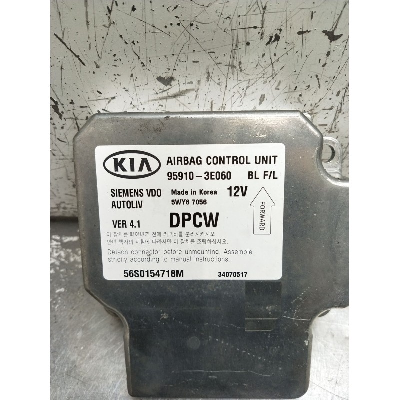 Recambio de centralita airbag para kia sorento i (jc) 2.5 crdi referencia OEM IAM 959103E060 5WY67056 34070517