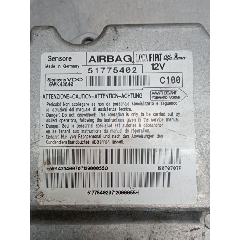 Recambio de kit airbag para fiat bravo ii (198_) 1.9 d multijet (198axc1b) referencia OEM IAM 5WK43640 51775402 