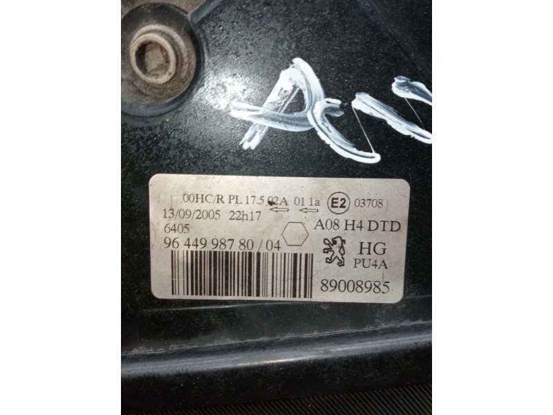 Recambio de faro derecho para peugeot 1007 (km_) 1.4 hdi referencia OEM IAM 9644998780 89008985 