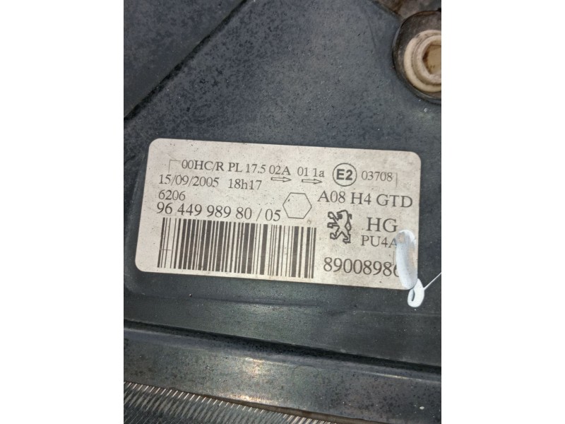 Recambio de faro izquierdo para peugeot 1007 (km_) 1.4 hdi referencia OEM IAM 9644998980 8900898 