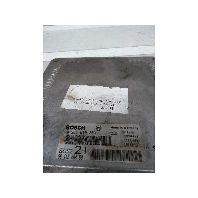 Recambio de centralita motor uce para peugeot 406 berlina (s1/s2) stdt referencia OEM IAM 0281010363 9641608080 EDC15C2 21