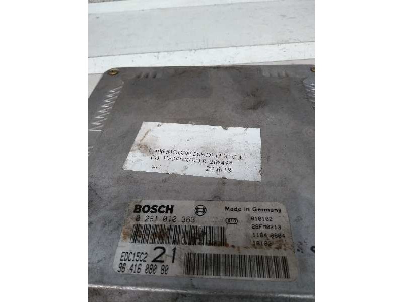 Recambio de centralita motor uce para peugeot 406 berlina (s1/s2) stdt referencia OEM IAM 0281010363 9641608080 EDC15C2 21
