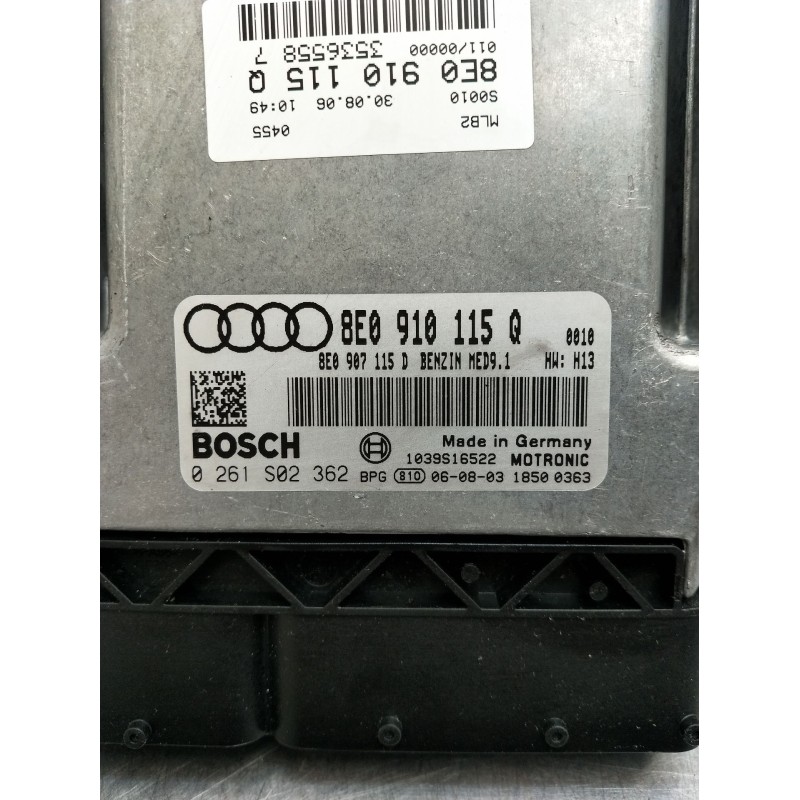 Recambio de centralita motor uce para audi a4 b7 (8ec) 2.0 tfsi referencia OEM IAM 8E0910115Q 0261S02362 8E0907115D