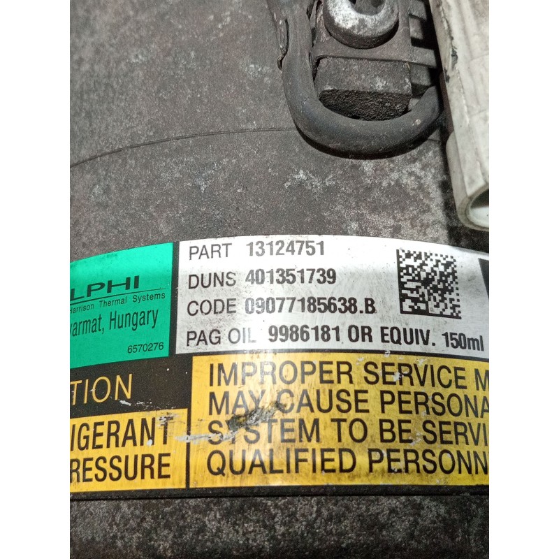 Recambio de compresor aire acondicionado para opel astra h gtc (a04) 1.7 cdti (l08) referencia OEM IAM 13124751  