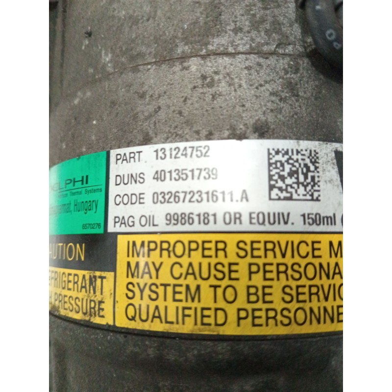 Recambio de compresor aire acondicionado para opel zafira / zafira family b (a05) 1.9 cdti (m75) referencia OEM IAM 13124752  