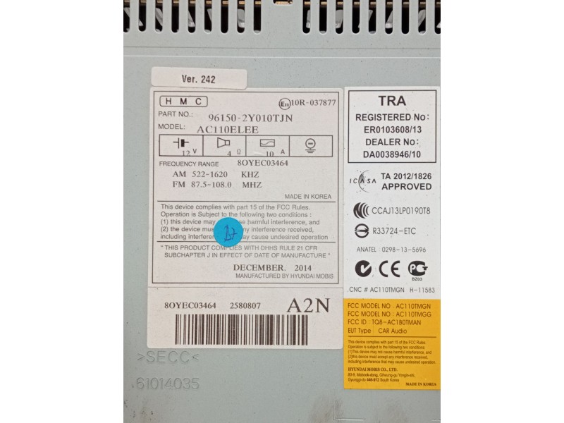 Recambio de sistema audio / radio cd para hyundai ix35 (lm, el, elh) 1.7 crdi referencia OEM IAM 961502Y010TJN  