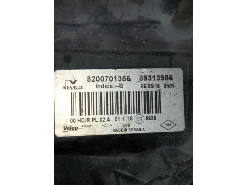 Recambio de faro derecho para nissan primastar furgoneta (x83) 2.0 dci 115 referencia OEM IAM 8200701356 89313985 