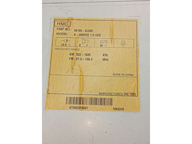 Recambio de sistema audio / radio cd para hyundai i30 (fd) 1.6 crdi referencia OEM IAM 961602L200  