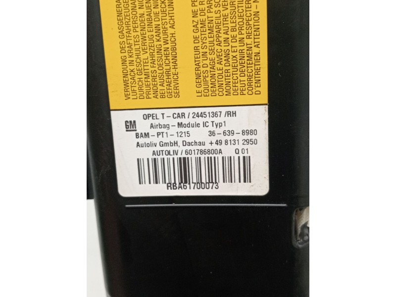 Recambio de airbag lateral delantero derecho para opel zafira b furgoneta/monovolumen (a05) 1.9 cdti van (m75) referencia OEM IA