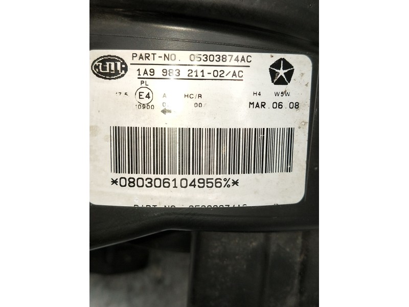 Recambio de faro derecho para jeep compass (mk49) 2.0 crd 4x4 referencia OEM IAM 05303874AC 1A998321102AC 