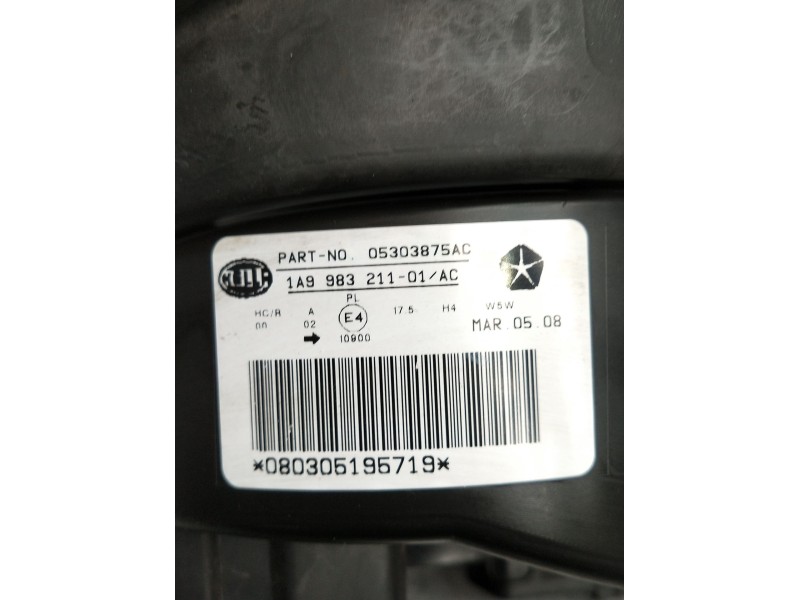 Recambio de faro izquierdo para jeep compass (mk49) 2.0 crd 4x4 referencia OEM IAM 05303875AC 1A998321101AC 