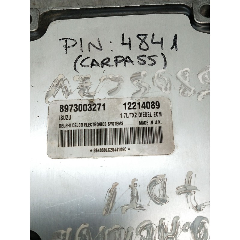 Recambio de centralita motor uce para opel meriva a monospace (x03) 1.7 dti (e75) referencia OEM IAM 8973003271 12214089 