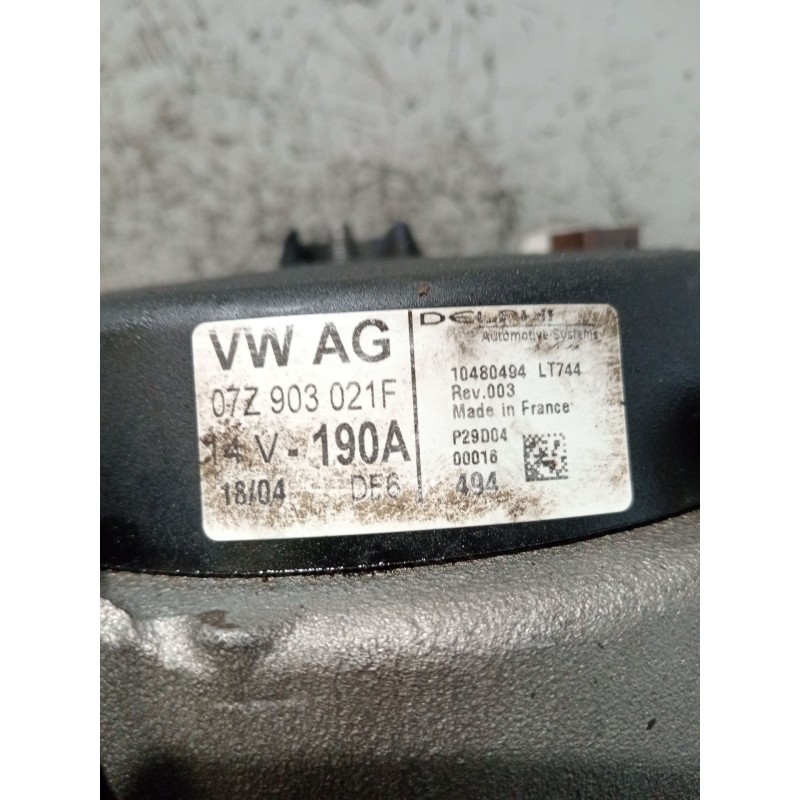 Recambio de alternador para volkswagen touareg (7la, 7l6, 7l7) 5.0 v10 tdi referencia OEM IAM 07Z903021F 19059340 