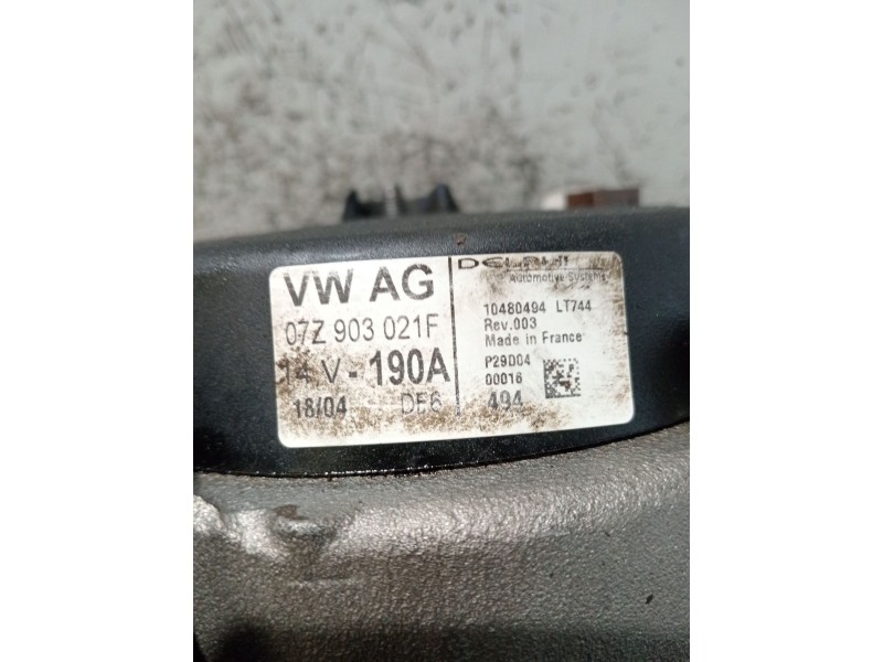 Recambio de alternador para volkswagen touareg (7la, 7l6, 7l7) 5.0 v10 tdi referencia OEM IAM 07Z903021F 19059340 