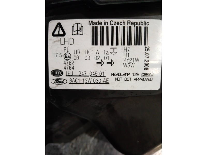 Recambio de faro izquierdo para ford fiesta (cb1) econetic referencia OEM IAM 8A6113W030AE 1EJ24704501 