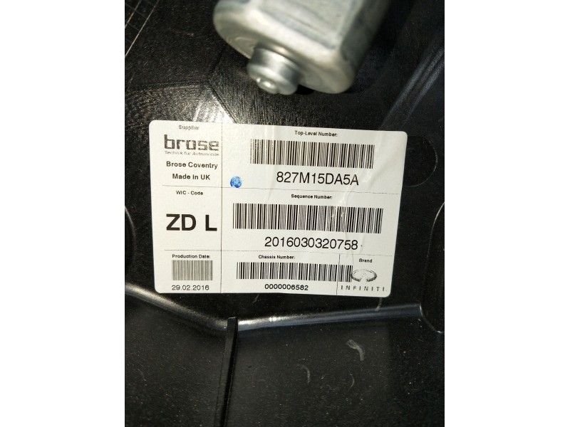 Recambio de elevalunas trasero izquierdo para infiniti q30 2.2 d referencia OEM IAM 827M15DA5A 5P 0000006582