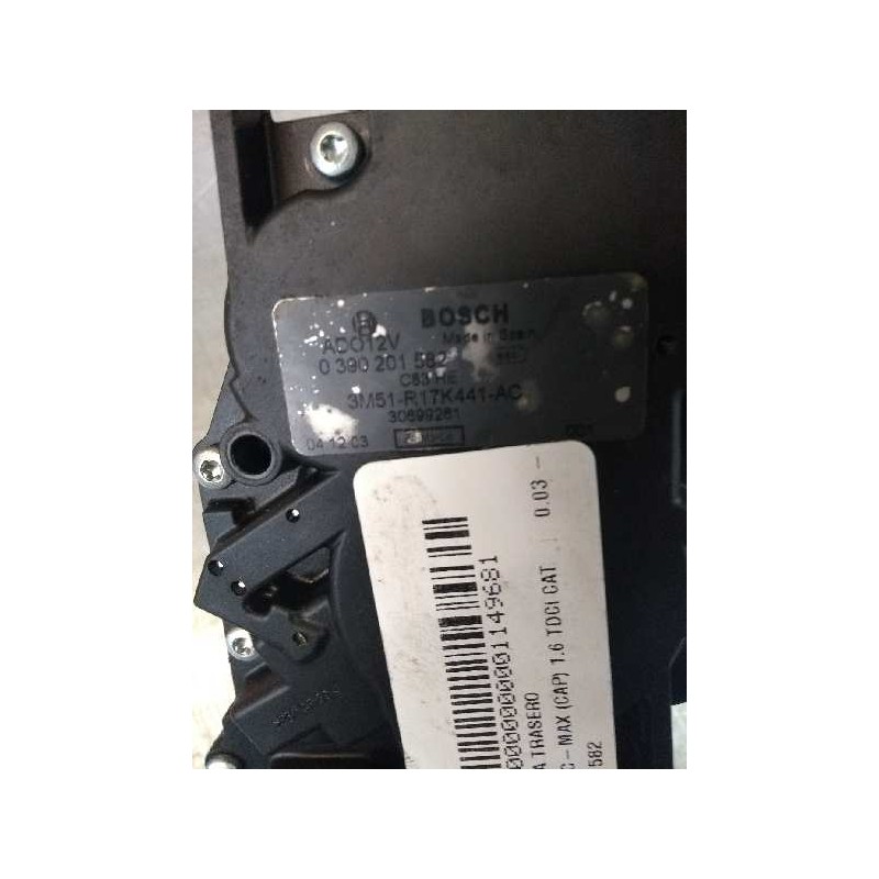 Recambio de motor limpia trasero para ford focus c-max (cap) 1.6 tdci cat referencia OEM IAM 0390201582 3M51R17K441AC 