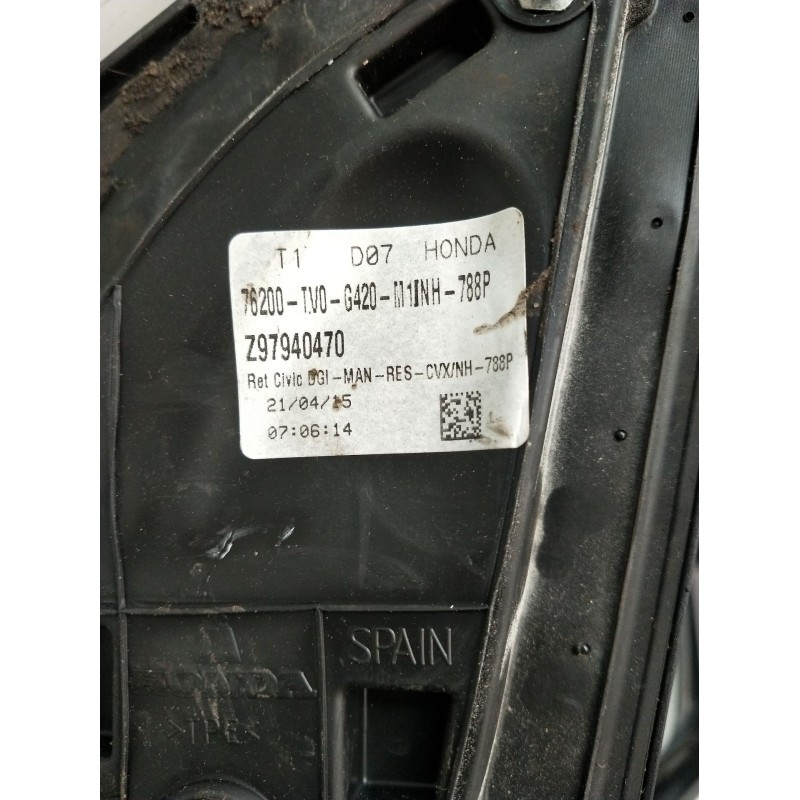 Recambio de retrovisor derecho para honda civic ix (fk) 1.6 i-dtec (fk3) referencia OEM IAM  ELÉCTRICO 