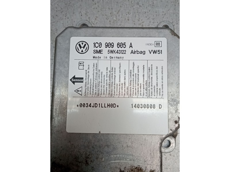 Recambio de centralita airbag para seat leon (1m1) 1.9 tdi referencia OEM IAM 1C0909605A 5WK43122 