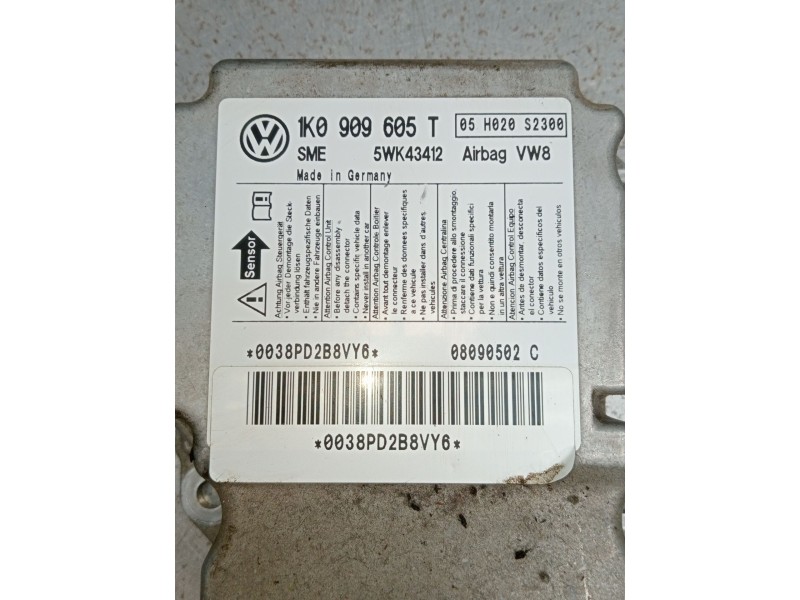 Recambio de centralita airbag para seat altea xl (5p5, 5p8) 2.0 tdi 16v referencia OEM IAM 1K0909605T 5WK43412 