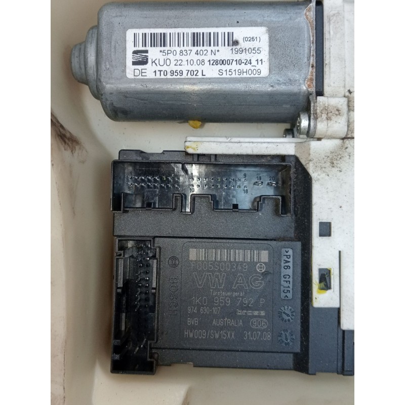 Recambio de elevalunas delantero derecho para seat altea xl (5p5, 5p8) 2.0 tdi 16v referencia OEM IAM 1T0959702L 5P 1K0959792P 5