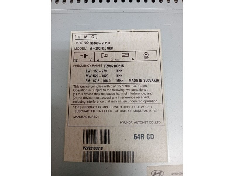 Recambio de sistema audio / radio cd para hyundai i30 classic referencia OEM IAM 961602L200  