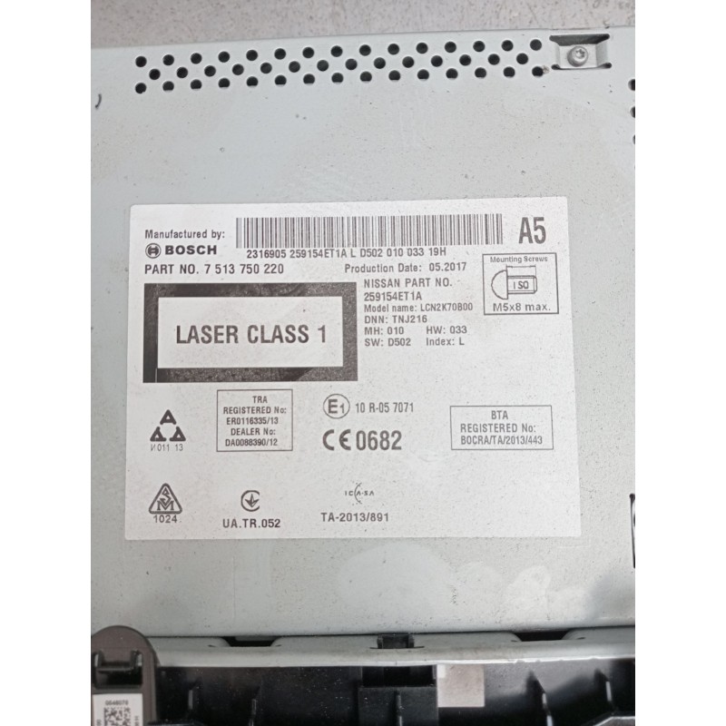Recambio de sistema audio / radio cd para nissan qashqai ii (j11, j11_) 1.2 dig-t referencia OEM IAM 7513750220  