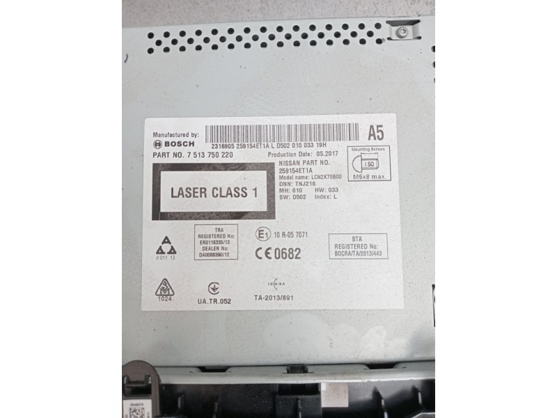 Recambio de sistema audio / radio cd para nissan qashqai ii (j11, j11_) 1.2 dig-t referencia OEM IAM 7513750220  