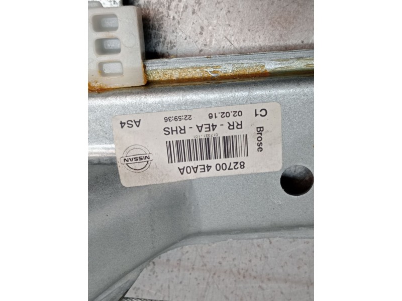 Recambio de elevalunas trasero derecho para nissan qashqai ii (j11, j11_) 1.2 dig-t referencia OEM IAM 827004EA0A RR4EARHS 