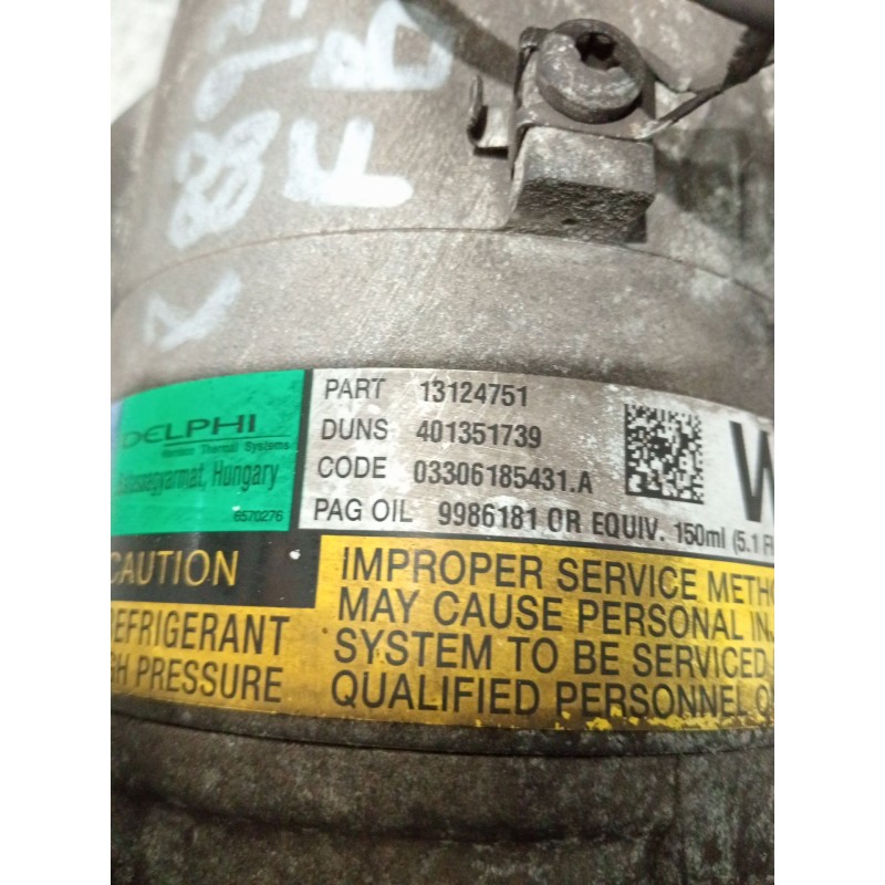 Recambio de compresor aire acondicionado para opel astra h (a04) 1.7 cdti (l48) referencia OEM IAM 13124751  