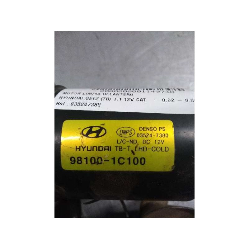 Recambio de motor limpia delantero para hyundai getz (tb) 1.1 12v cat referencia OEM IAM 035247380 981001C100 