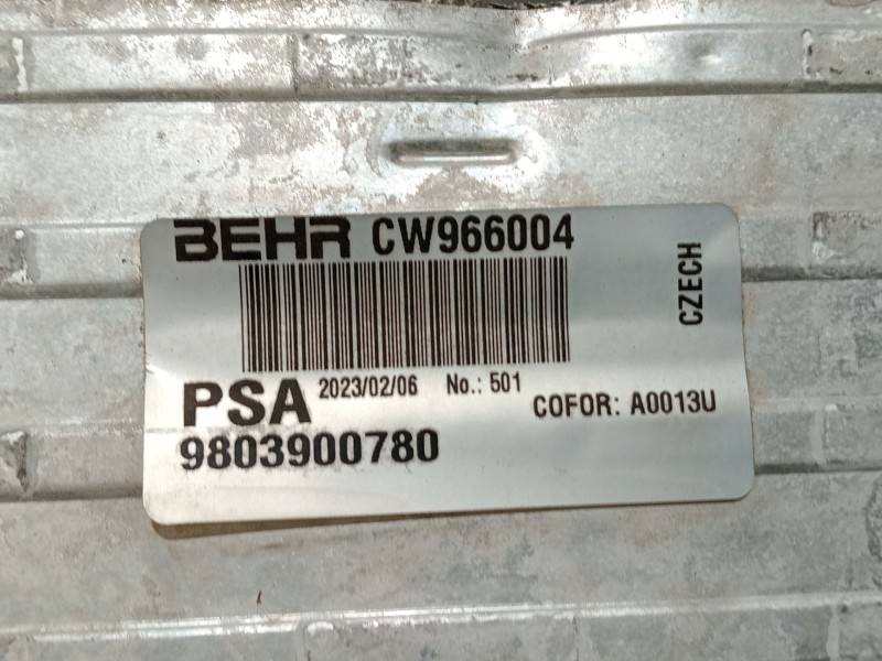 Recambio de intercooler para citroën c3 referencia OEM IAM 9803900780 CW966004 