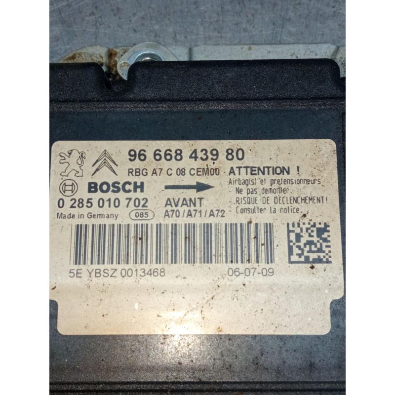 Recambio de centralita airbag para peugeot 207/207+ (wa_, wc_) 1.4 hdi referencia OEM IAM 9666843980 0285010702 