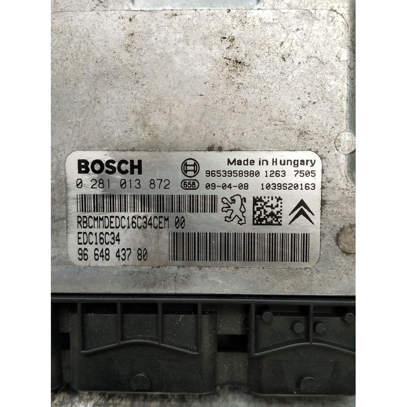 Recambio de centralita motor uce para peugeot partner tepee 1.6 hdi referencia OEM IAM 9664843780 EDC16C34 0281013872