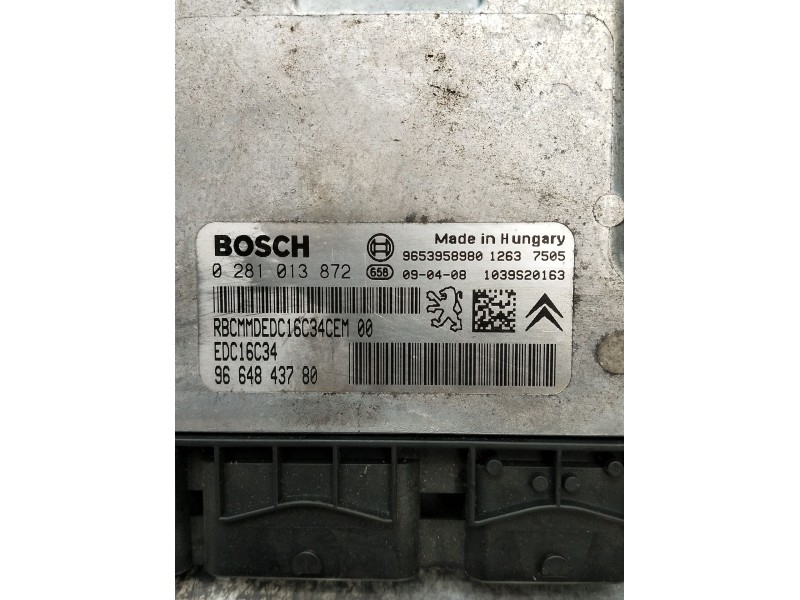 Recambio de centralita motor uce para peugeot partner tepee 1.6 hdi referencia OEM IAM 9664843780 EDC16C34 0281013872