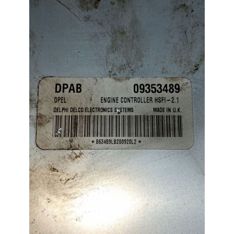 Recambio de centralita motor uce para opel astra g classic caravan (f35) 1.6 referencia OEM IAM 09353489  