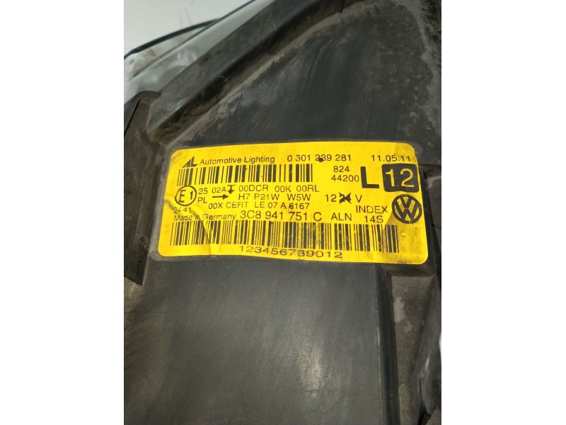 Recambio de faro izquierdo para volkswagen passat cc b6 (357) 2.0 tdi referencia OEM IAM 1K0941329 130732925700 0301239281 3C894