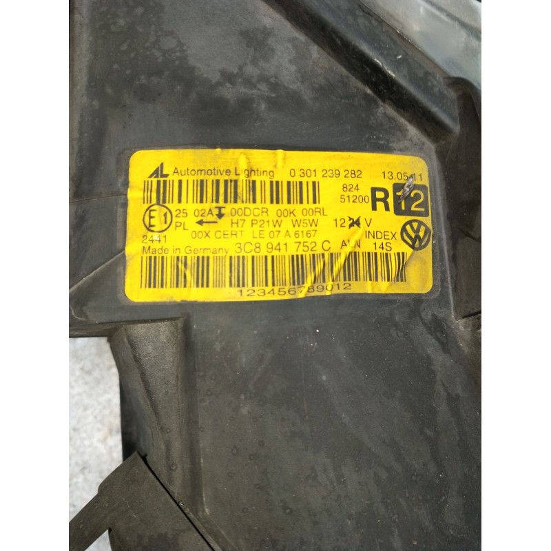 Recambio de faro derecho para volkswagen passat cc b6 (357) 2.0 tdi referencia OEM IAM 3C8941752C 0301239282 1K0941329 130732925