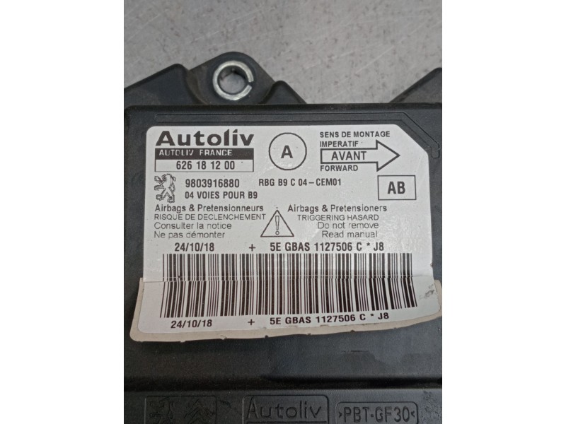 Recambio de centralita airbag para peugeot partner tepee 1.6 hdi 90 referencia OEM IAM 626181200 9803916880 