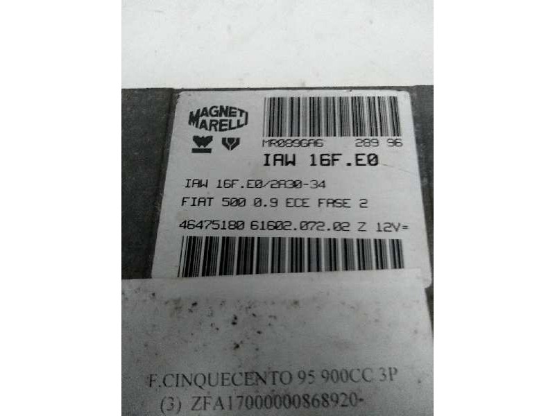 Recambio de centralita motor uce para fiat cinquecento (170) 0.9 cat referencia OEM IAM IAW16FE0 46475180 6160207202