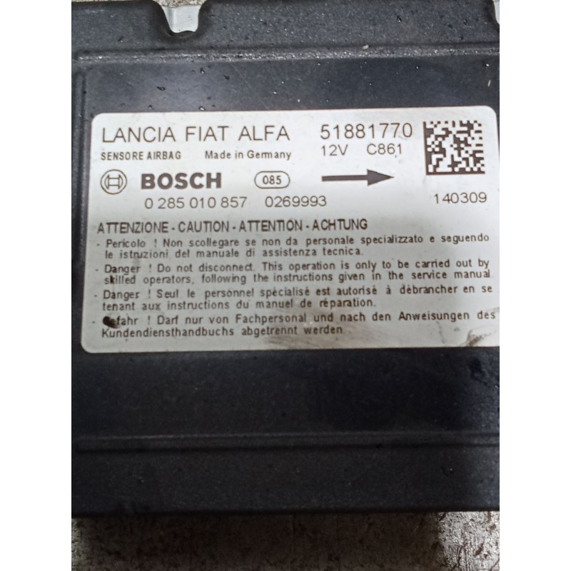 Recambio de centralita airbag para fiat doblo autobús (263_) 1.6 d multijet (263axd1b) referencia OEM IAM 0285010857 51881770 