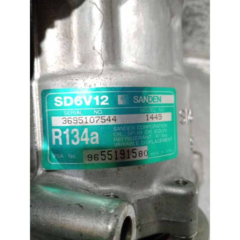 Recambio de compresor aire acondicionado para peugeot 206 hatchback (2a/c) 1.4 i referencia OEM IAM 9655191580  