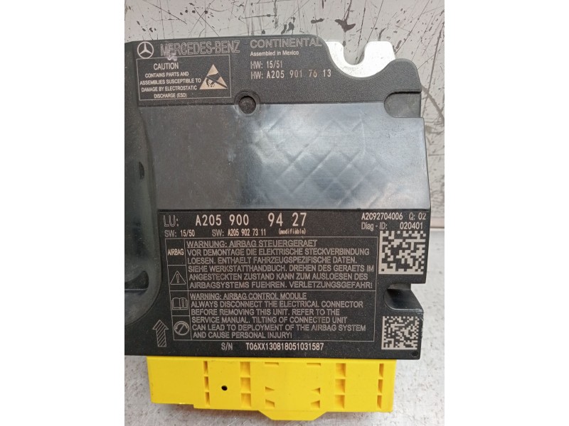 Recambio de kit airbag para mercedes-benz clase c coupé (c205) c 220 d (205.304) referencia OEM IAM A2059009427 A2C92704006 A205