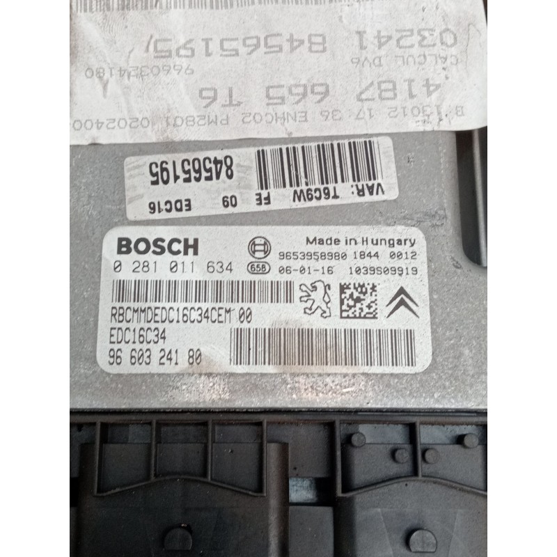 Recambio de centralita motor uce para peugeot 307 sw (3h) 1.6 hdi 110 referencia OEM IAM 0281011634 9660324180 9653958980