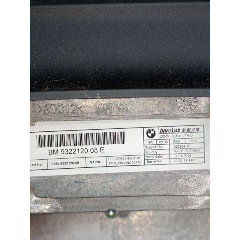Recambio de pantalla multifuncion para bmw 3 touring (f31) 318 d referencia OEM IAM BM932212008E 19330410 