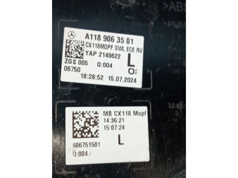 Recambio de piloto trasero izquierdo para mercedes-benz cla shooting brake (x118) cla 200 d (118.612) referencia OEM IAM A118906