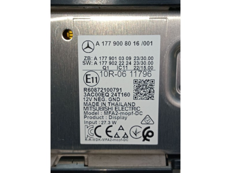 Recambio de pantalla multifuncion para mercedes-benz cla shooting brake (x118) cla 200 d (118.612) referencia OEM IAM A177900801